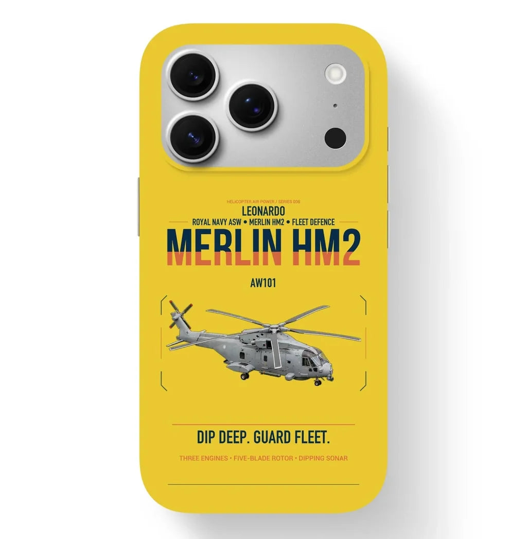 Leonardo AW101 Merlin HM2 design on yellow magsafe iphone case, for iPhone 17 Pro