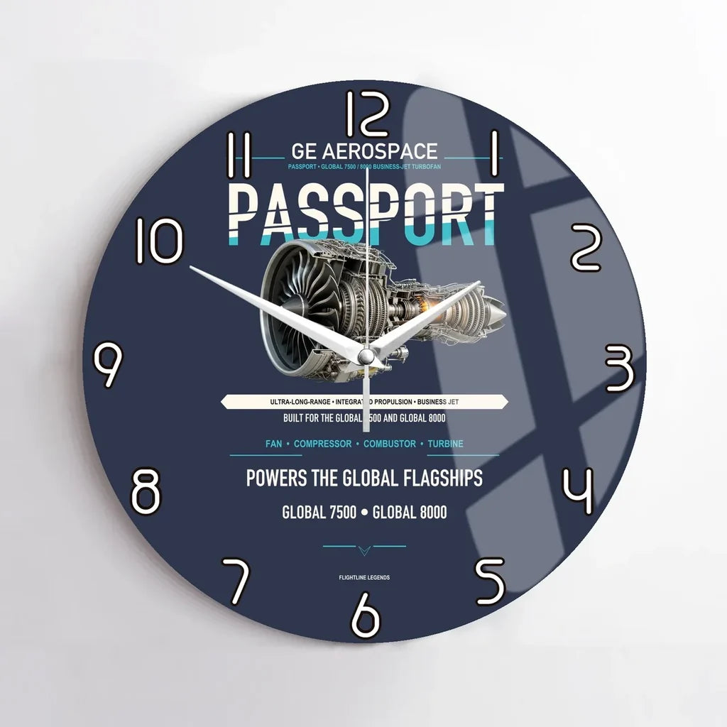 PASSPORT design on navy blue no frame wall clock