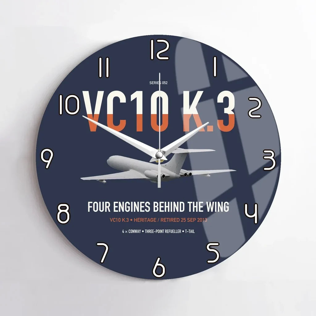 Vickers VC10 K.3 design on navy blue no frame wall clock