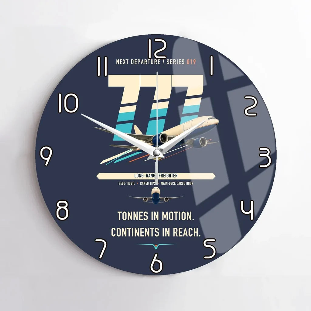 Boeing 777F design on navy blue no frame wall clock
