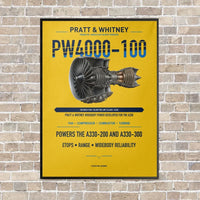 Thumbnail for PW4000-100 vertical canvas print - framed - yellow background