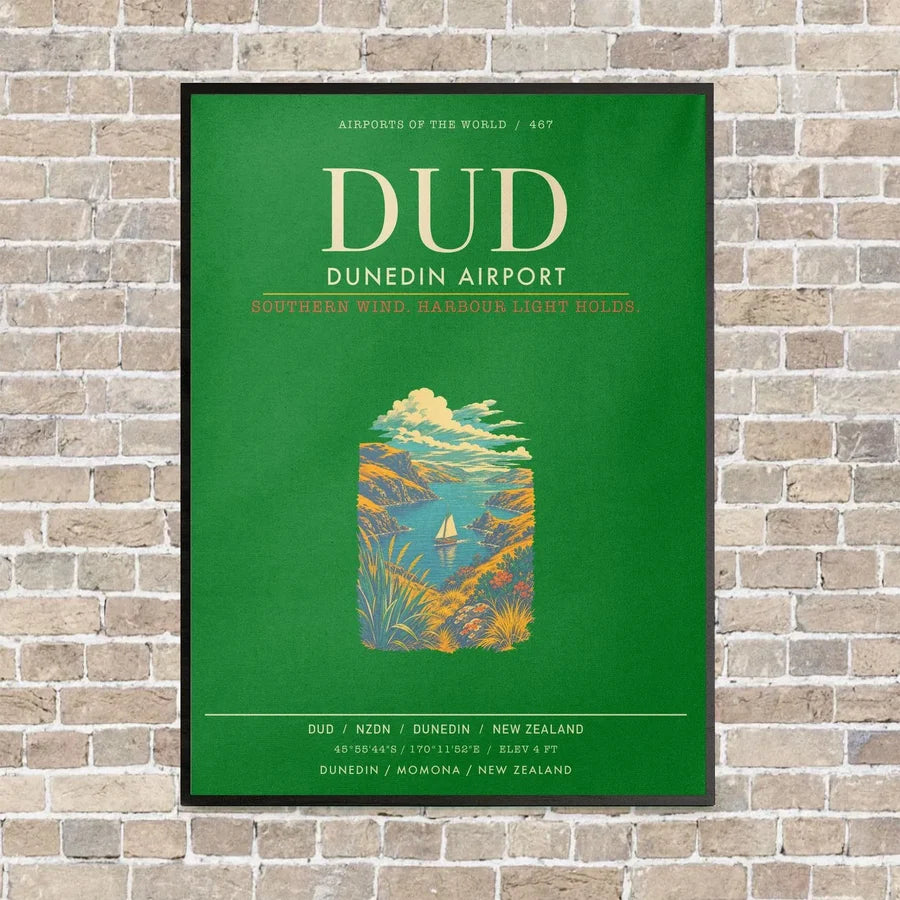 Dunedin Airport DUD - Canvas Framed - Green