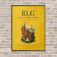 Thumbnail for Rostock-Laage Airport RLG vertical canvas print - framed - yellow background