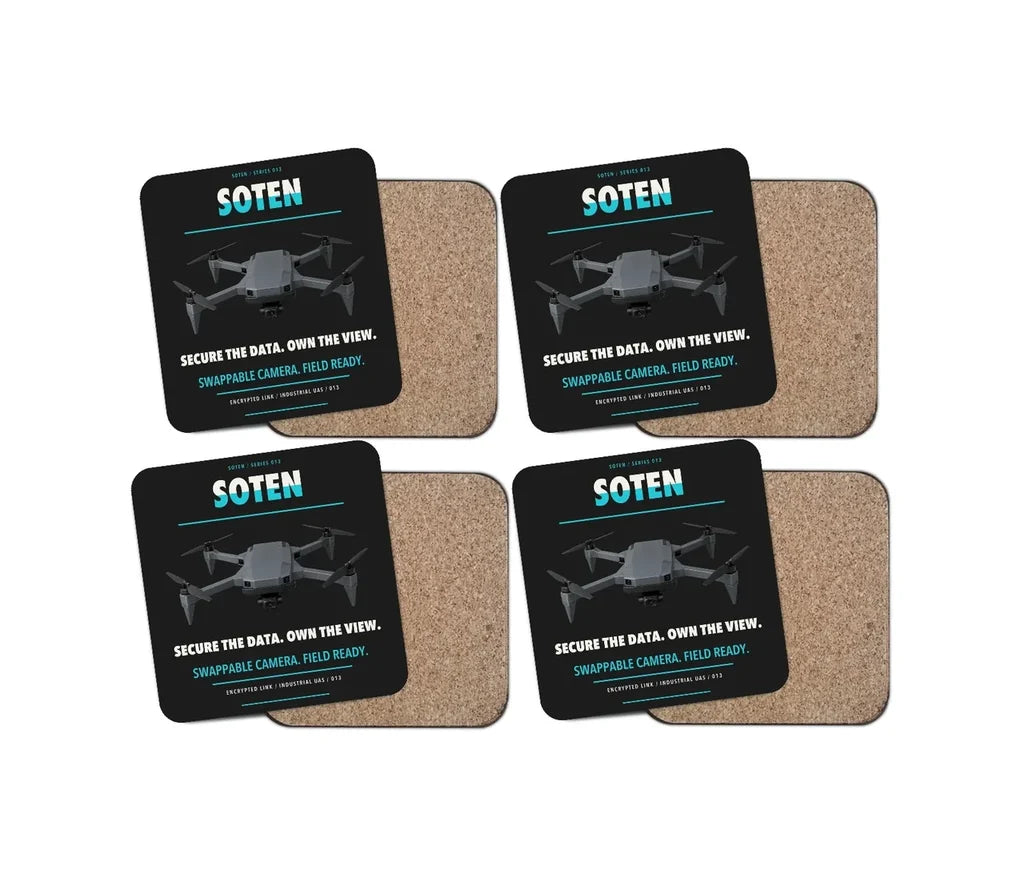 ACSL SOTEN design on black 4 pieces set coaster
