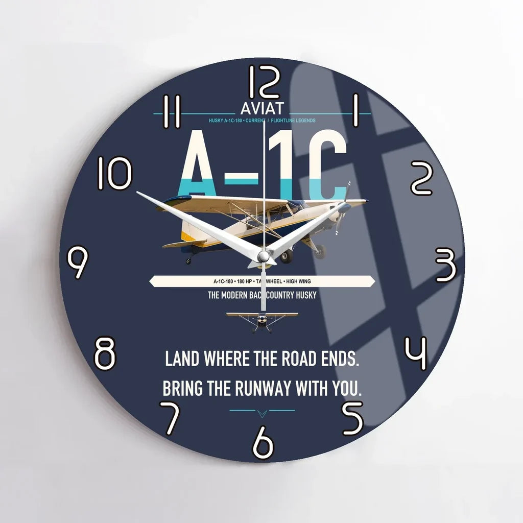 Aviat Husky A-1C-180 design on navy blue no frame wall clock