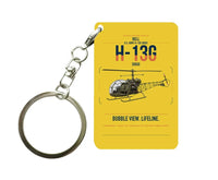 Thumbnail for Bell H-13G Sioux design on yellow designed key chain, double-side print