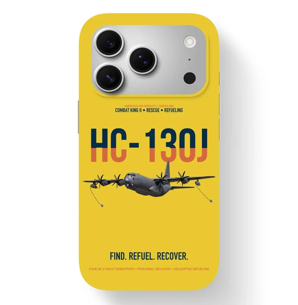 HC-130J COMBAT KING II design on yellow magsafe iphone case, for iPhone 17 Pro