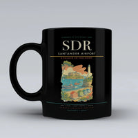 Thumbnail for Santander Airport (SDR) airport code design on black ceramic mug