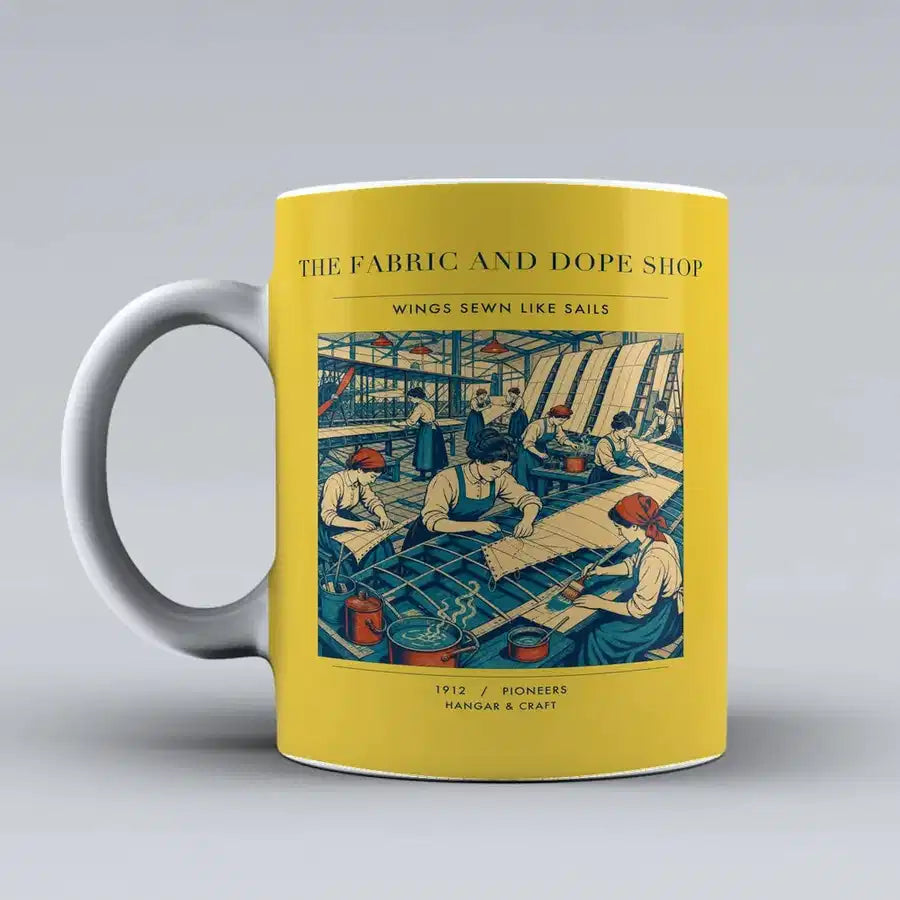 VINTAGE G4168 - The Fabric And Dope Shop - Ceramic Mug design on yellow