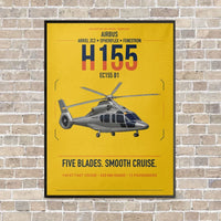 Thumbnail for Airbus H155 EC155 B1 vertical canvas print - framed - yellow background