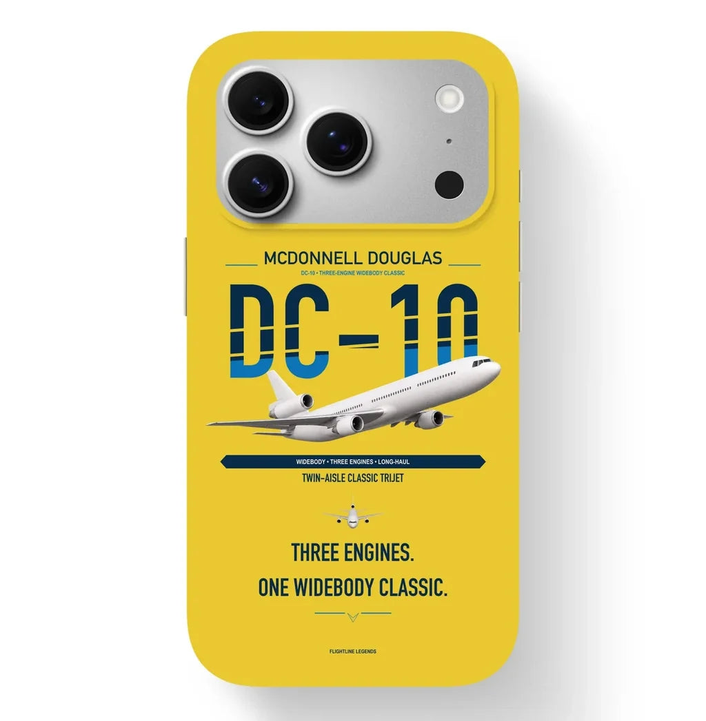 McDonnell Douglas DC-10 design on yellow magsafe iphone case, for iPhone 17 Pro