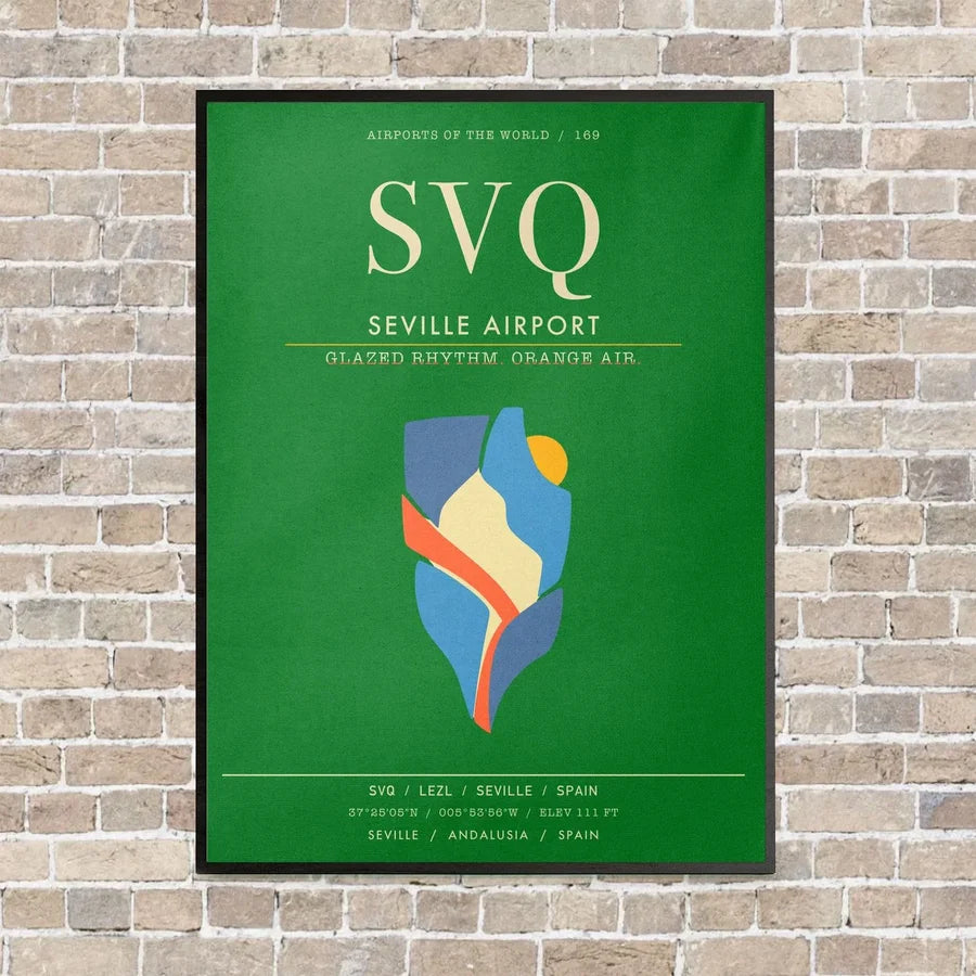 Seville Airport SVQ - Canvas Framed - Green