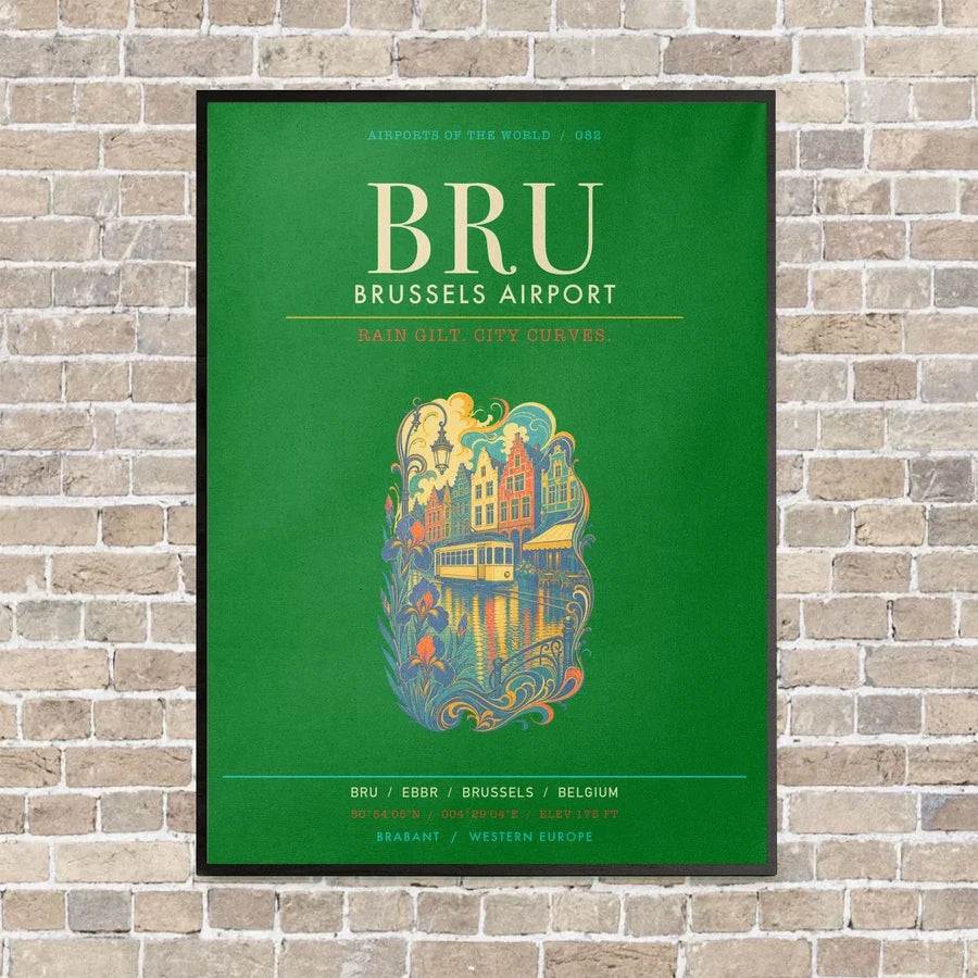 Brussels Airport BRU - Canvas Framed - Green