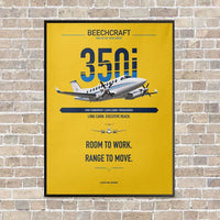 Thumbnail for Beechcraft King Air 350i vertical canvas print - framed - yellow background