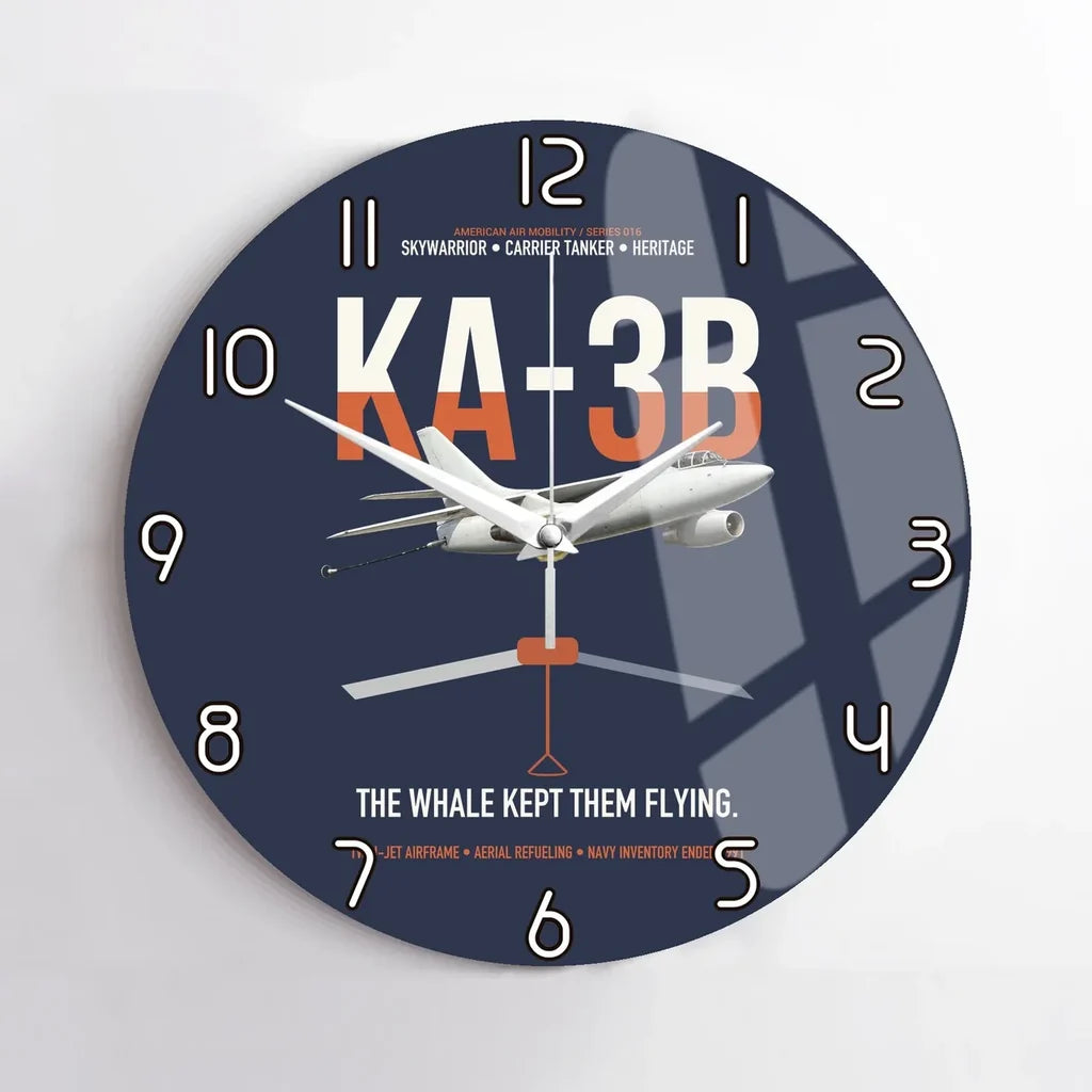 KA-3B Skywarrior design on navy blue no frame wall clock