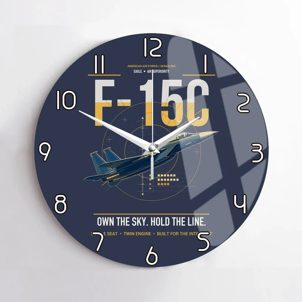F-15C Eagle design on navy blue no frame wall clock