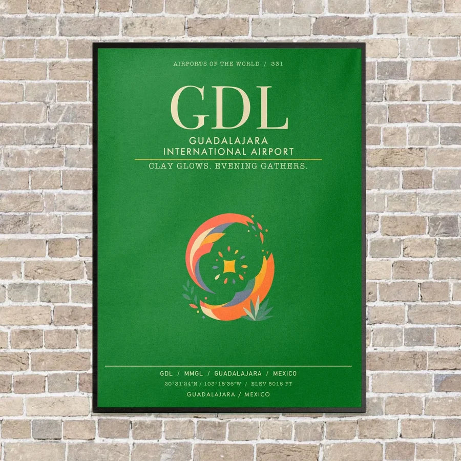 Guadalajara International Airport GDL - Canvas Framed - Green