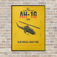 Thumbnail for Bell AH-1G Cobra vertical canvas print - framed - yellow background