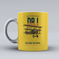 Thumbnail for Fokker Dr.I design on yellow ceramic mug, double-side print