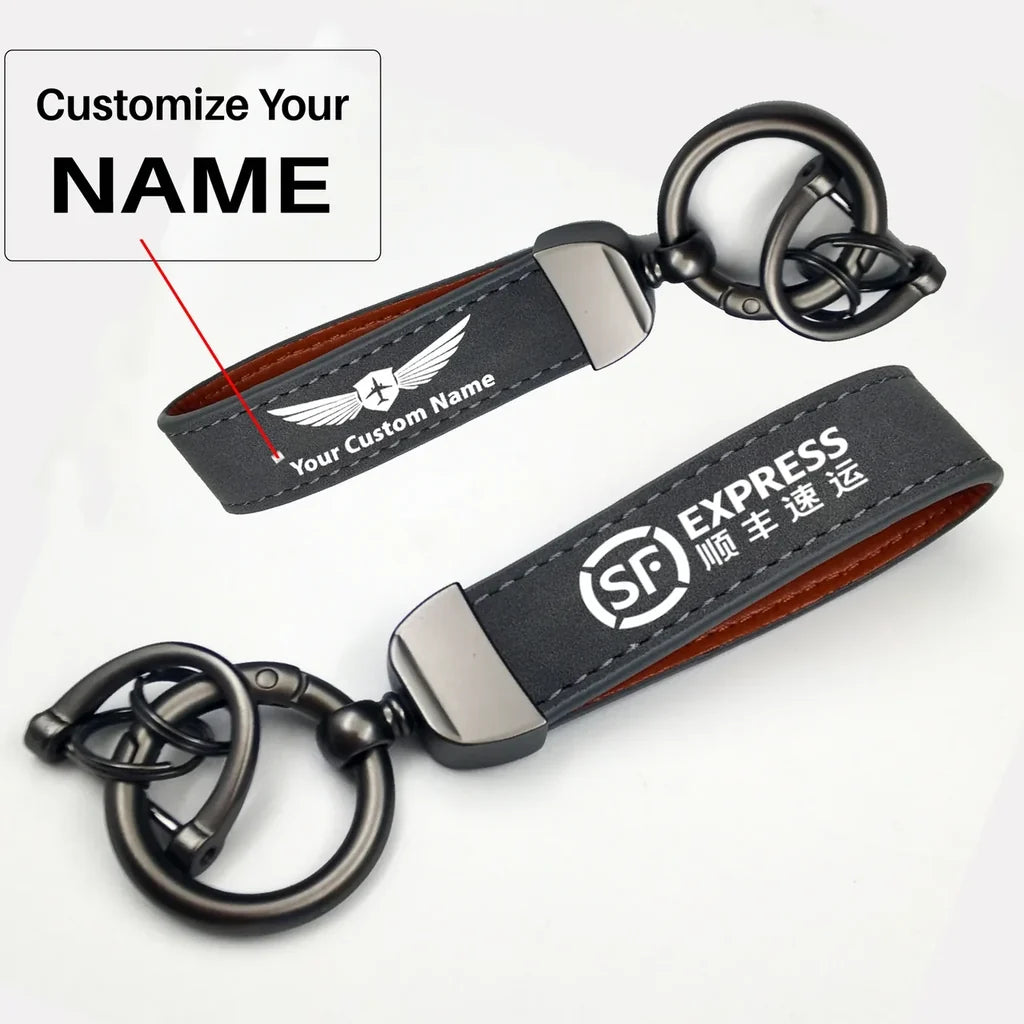 SF Airlines Horseshoe Buckle key chain, Gray + Name