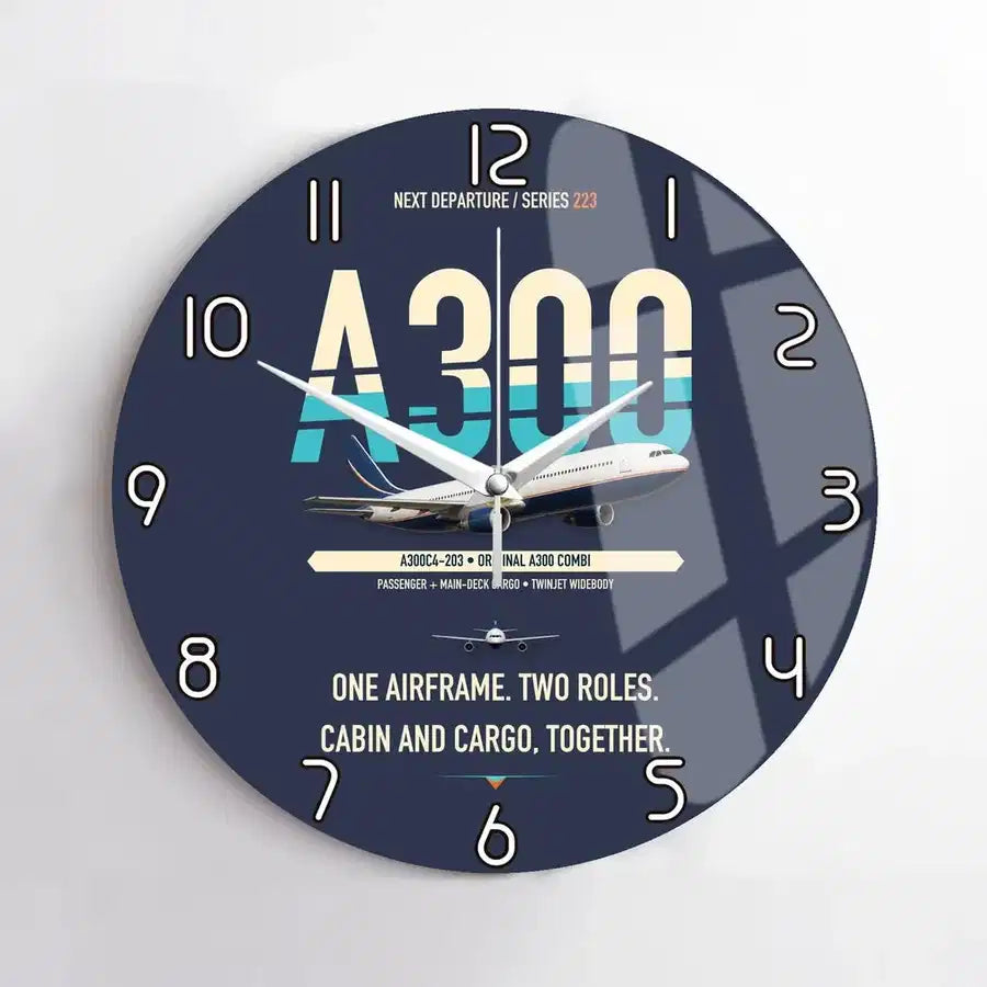 Airbus A300C4-203 design on navy blue no frame wall clock