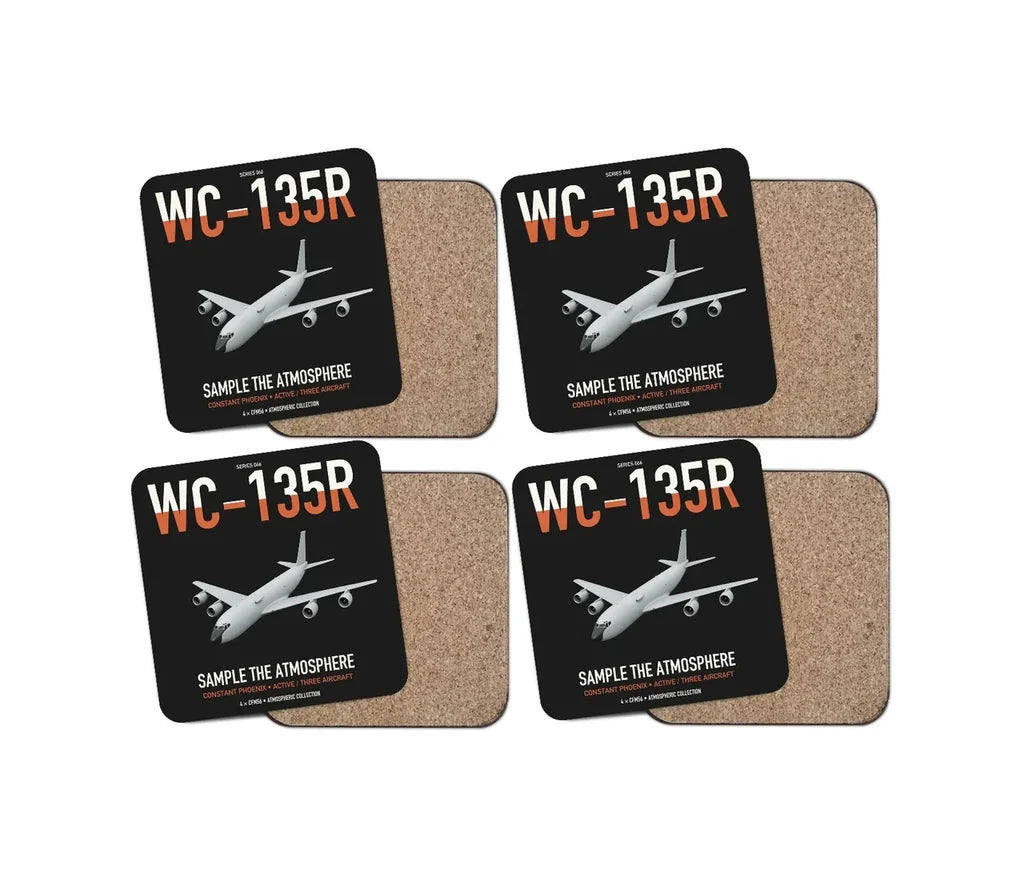 WC-135R Constant Phoenix design on black 4 pieces set coaster