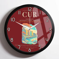 Thumbnail for Curacao International Airport CUR Wall-Clock Framed - Dark Red