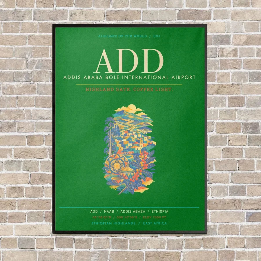 Addis Ababa Bole International Airport ADD - Canvas Framed - Green