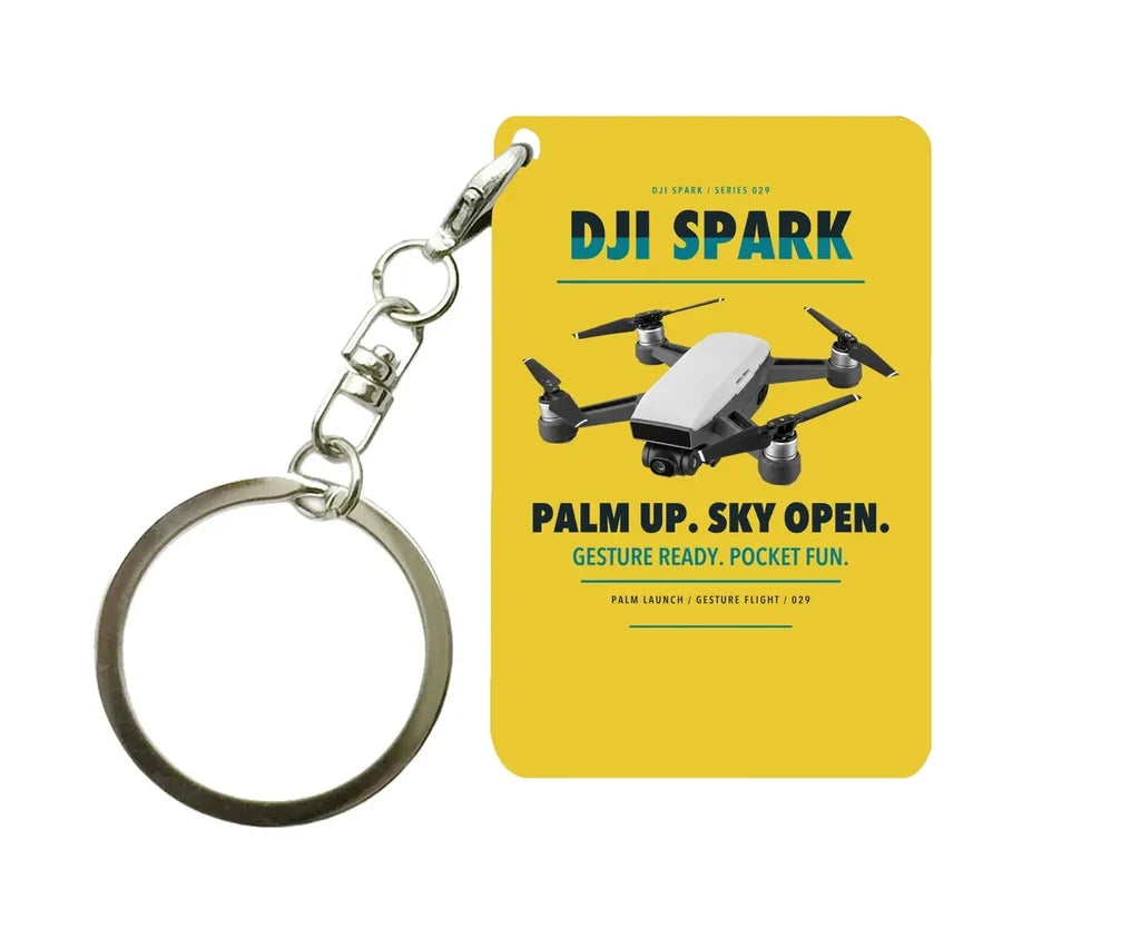 DJI Spark Key Chain design on yellow key chain