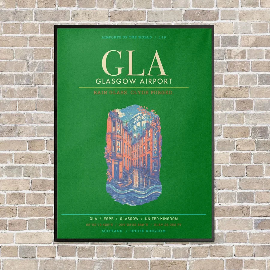 Glasgow Airport GLA - Canvas Framed - Green