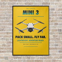 Thumbnail for DJI Mini 3 vertical canvas print - framed - yellow background
