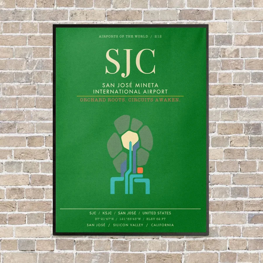 San Jose Mineta International Airport SJC - Canvas Framed - Green