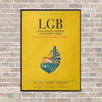Thumbnail for Long Beach Airport (Daugherty Field) LGB vertical canvas print - framed - yellow background
