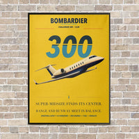 Thumbnail for Bombardier Challenger 300 vertical canvas print - framed - yellow background