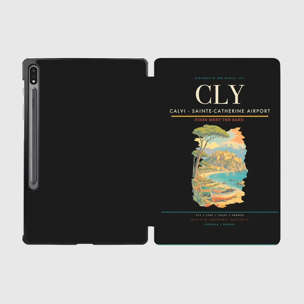 Calvi (CLY) design on black samsung tablet tablet case