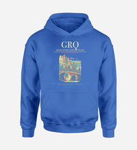 Thumbnail for Groningen Airport Eelde (GRQ) design on blue hoodie single-side print