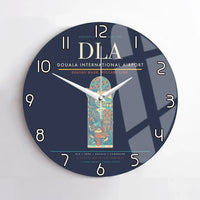 Thumbnail for Douala International Airport (DLA) design on navy blue no frame wall clock