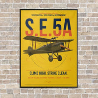 Thumbnail for Royal Aircraft Factory S.E.5a vertical canvas print - framed - yellow background
