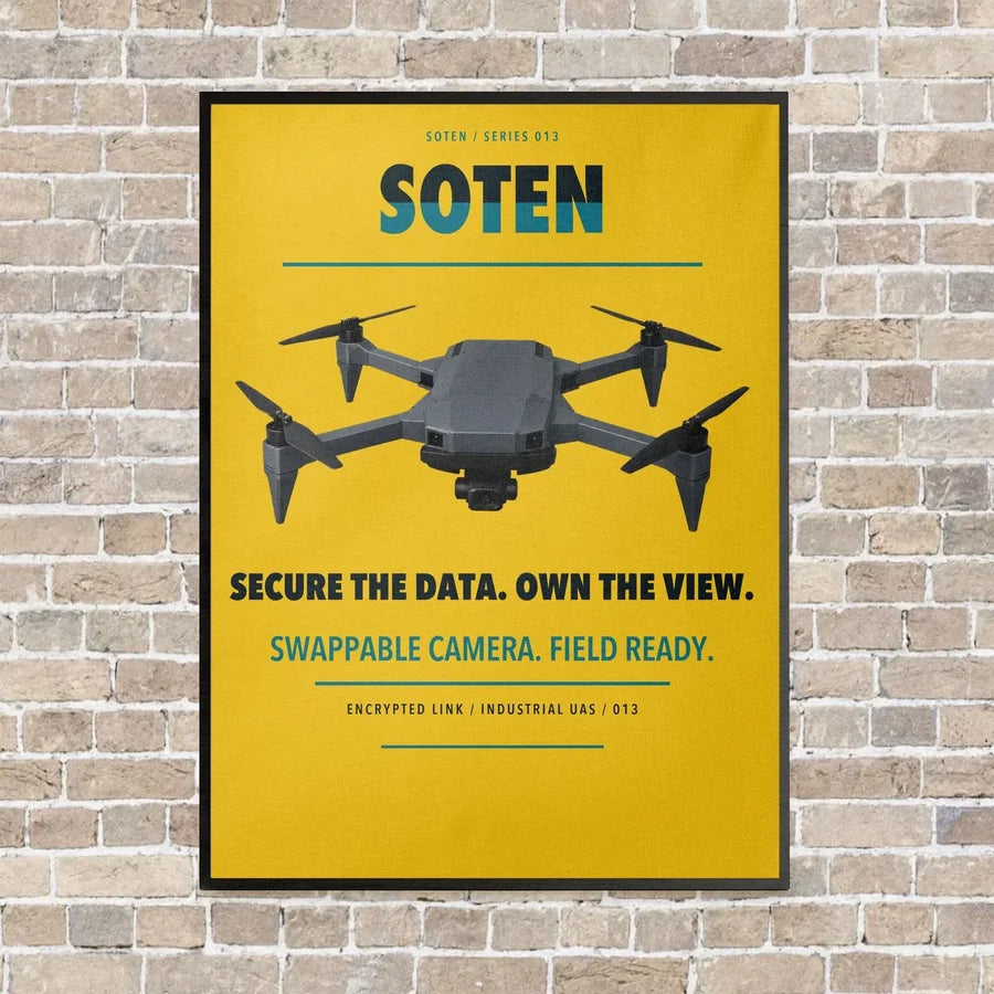 ACSL SOTEN vertical canvas print - framed - yellow background