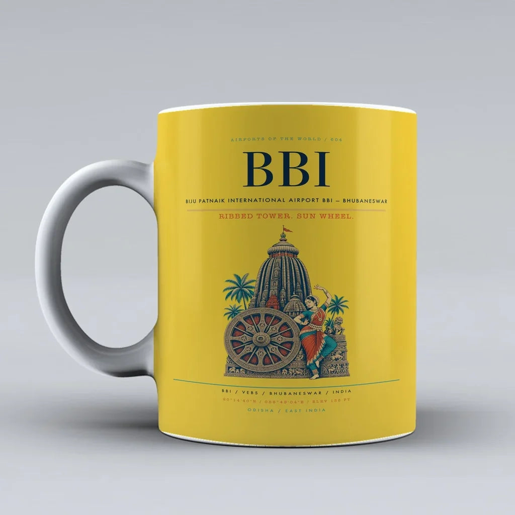 Patnaik International Airport BBI — Bhubaneswar Mug design on yellow biju