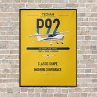 Thumbnail for Tecnam P92 Echo MkII vertical canvas print - framed - yellow background