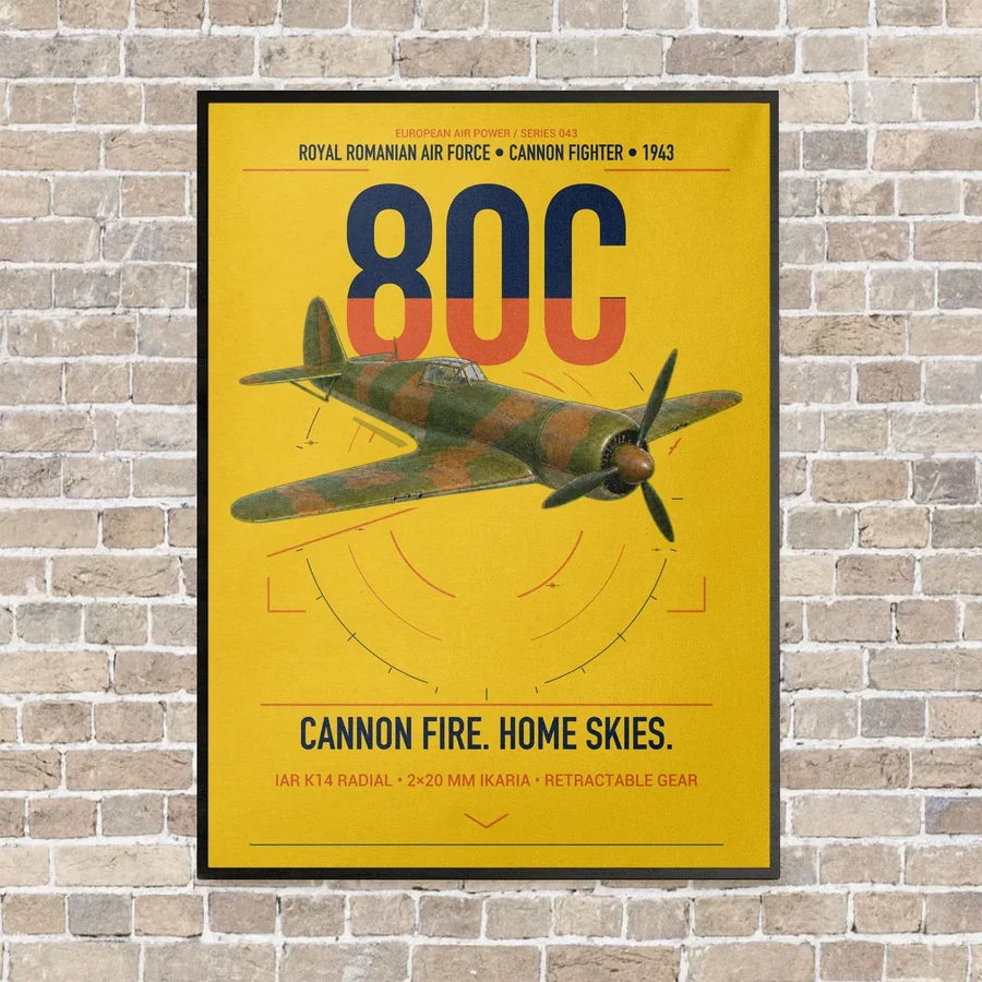 IAR 80C vertical canvas print - framed - yellow background
