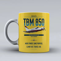 Thumbnail for Socata TBM 850 design on yellow ceramic mug, double-side print