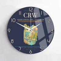 Thumbnail for Yeager Airport (CRW) design on navy blue no frame wall clock