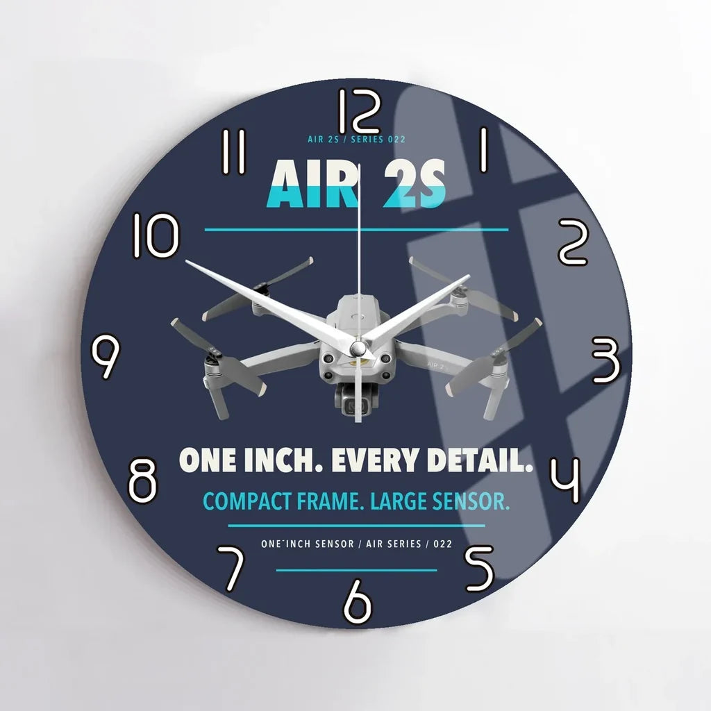 DJI Air 2S design on navy blue no frame wall clock
