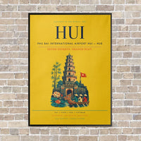 Thumbnail for Phu Bai International Airport HUI — Hue vertical canvas print - framed - yellow background
