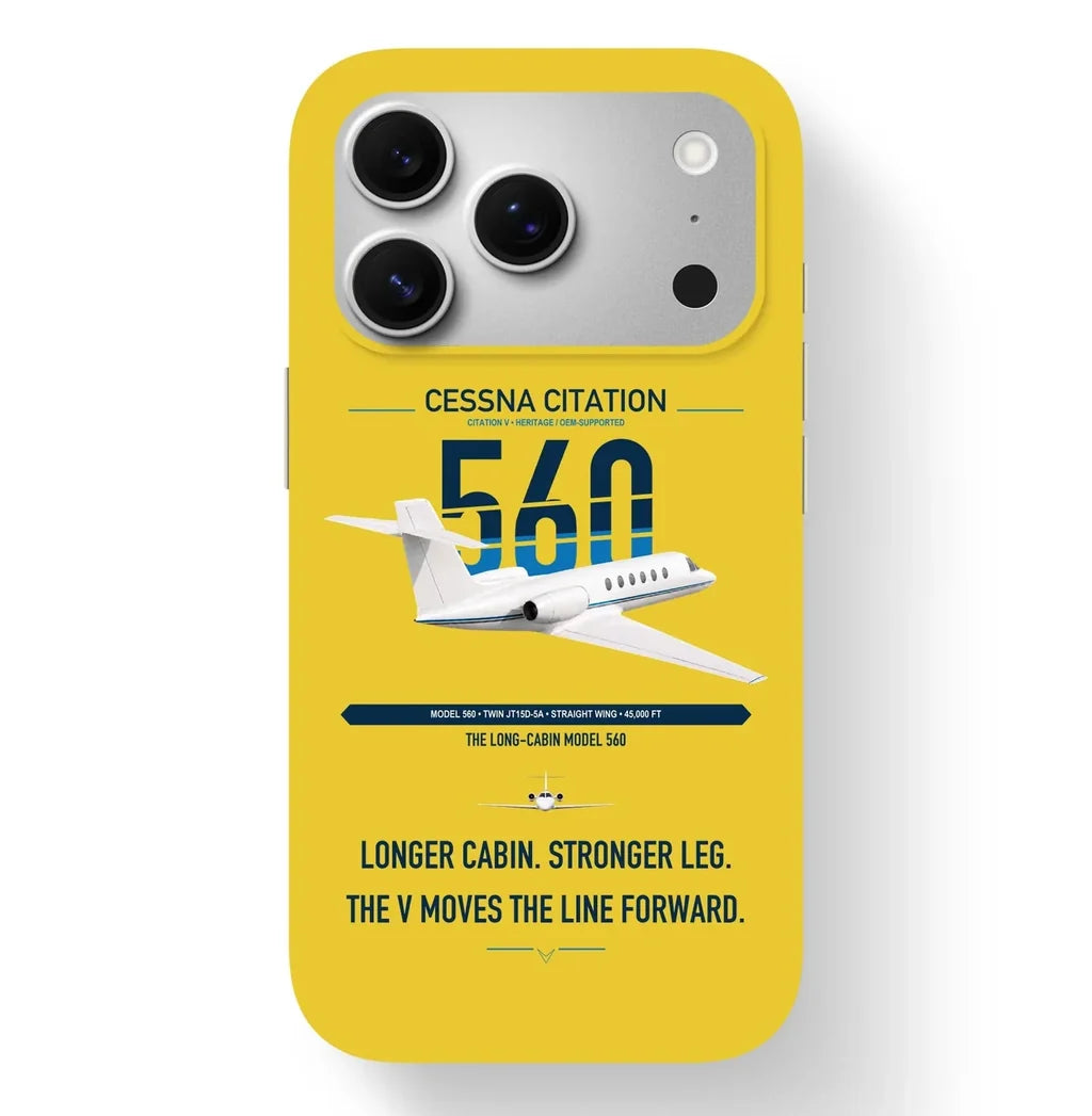 Cessna Citation 560 - Citation V design on yellow magsafe iphone case, for iPhone 17 Pro