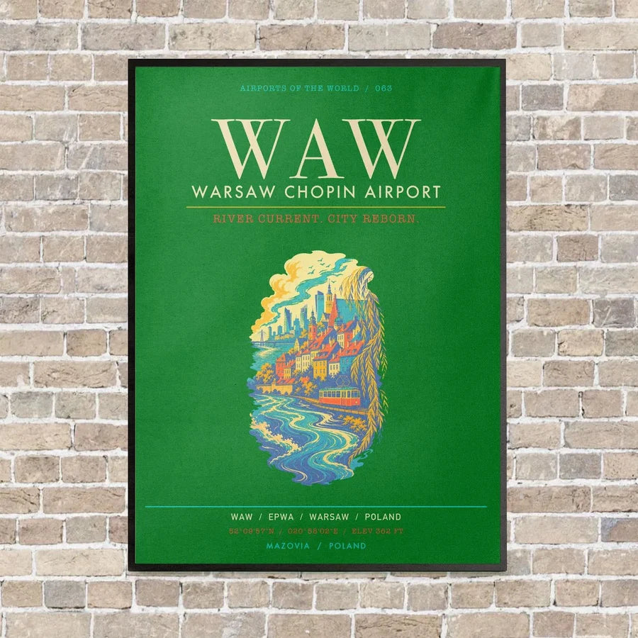 Warsaw Chopin Airport WAW - Canvas Framed - Green