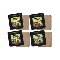 Thumbnail for The Flour Bomb Drop - Designed Coasters design on black 4-pieces-set