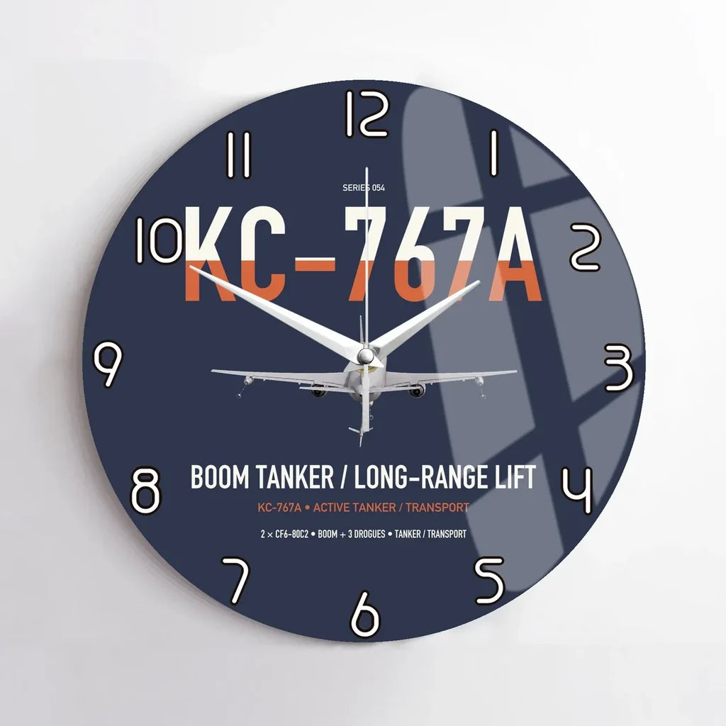 Boeing KC-767A design on navy blue no frame wall clock
